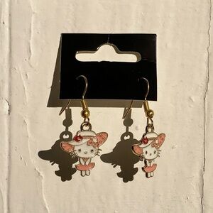 Handmade Hello Kitty GOLD P. STAINLESS STEEL Earrings Kawaii Cute Sanrio Girly